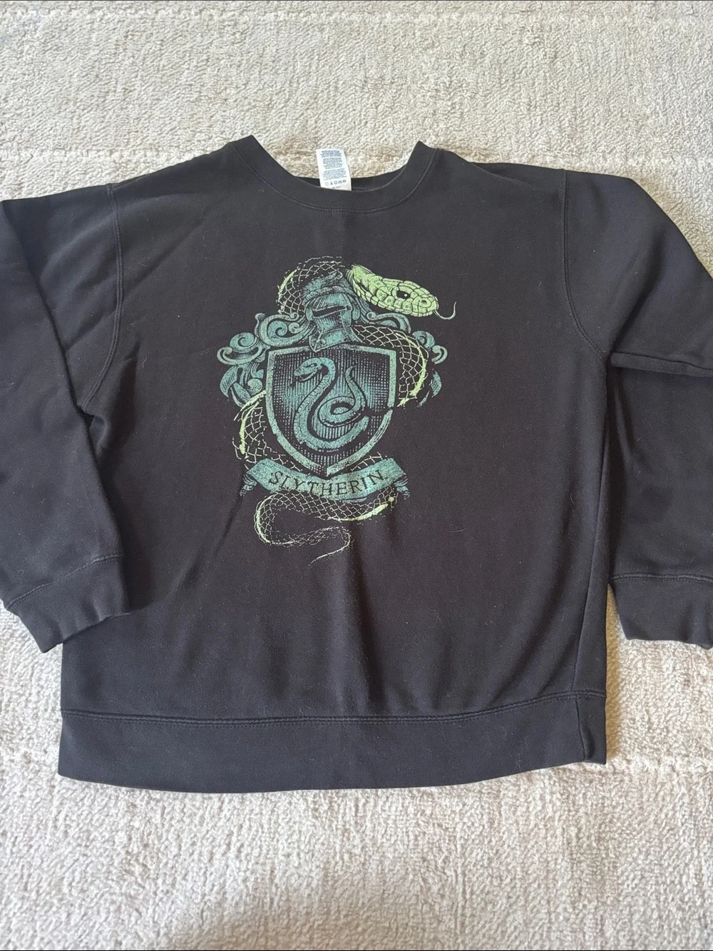 Black Slytherin Crest Crewneck Sweater